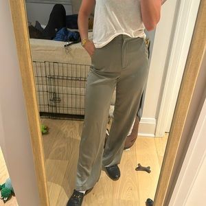 H&M sage satin flare pants worn never